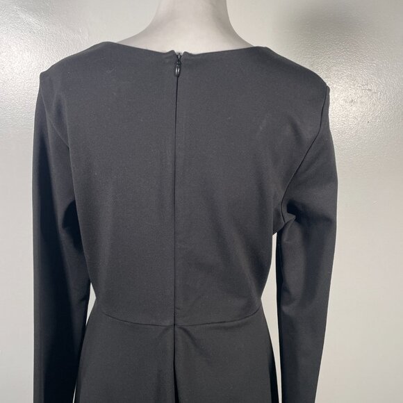 Lulus Black Scoop Neck Long Sleeve Cinched Waist Flowy Fit & Flare Mini Dress XL - Picture 9 of 15
